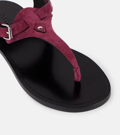 Isabel Marant Akel Embellished Suede Sandals In Raspberry