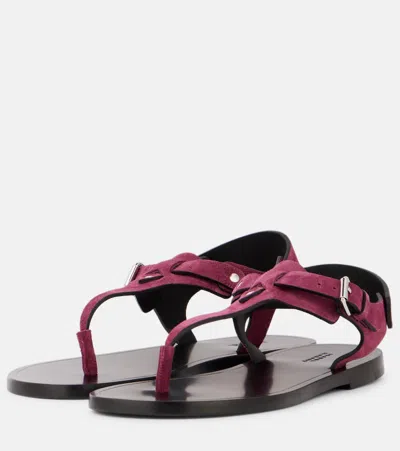 Isabel Marant Akel Embellished Suede Sandals In Raspberry
