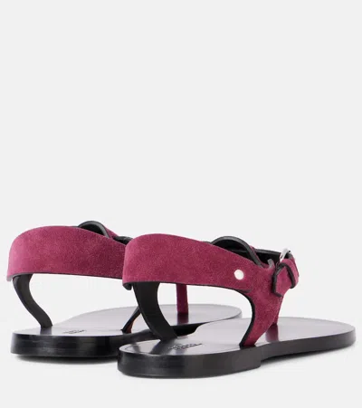 Isabel Marant Akel Embellished Suede Sandals In Raspberry