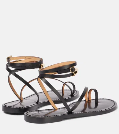 Amanu Kalahari Leather Sandals In Black