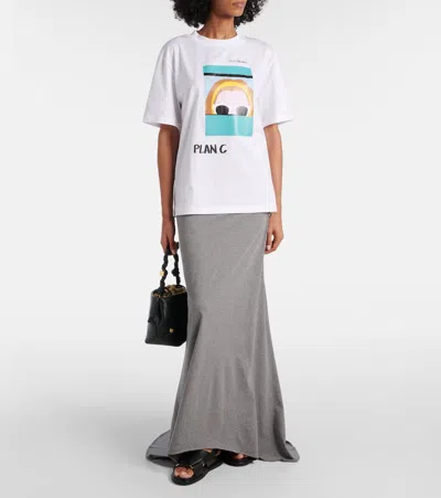 Plan C Cotton Maxi Skirt In Grey
