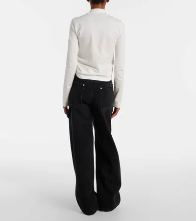 Courrèges Twist Cotton Piqué Cropped Polo In White