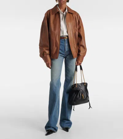 Saint Laurent Jamie Shopping In Lambskin In Noir