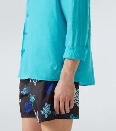 Vilebrequin - Caroubis Linen Long Sleeved Shirt In Santorini Blue Crsh9u10