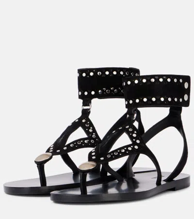Isabel Marant Black Leather Flip-flop Sandals