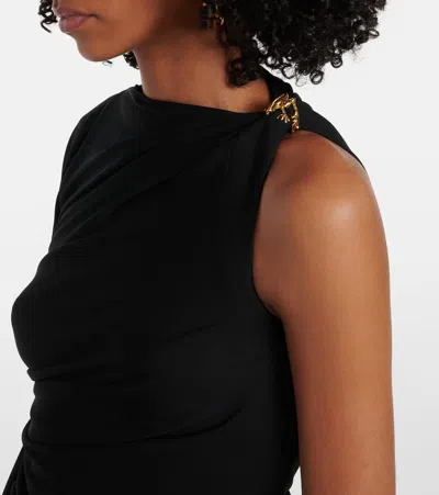 Bottega Veneta Black One-shoulder Draped Midi-dress