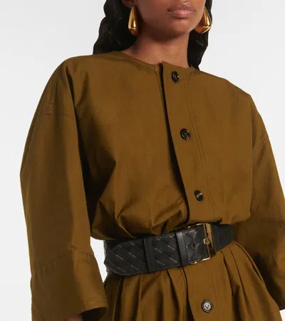 Bottega Veneta Woven Intrecciato Large Watch Belt In Gray