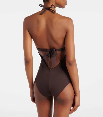 Max Mara Cecilia Embellished Swimsuit In Brown