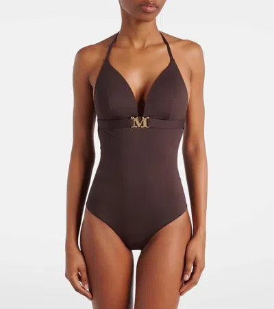 Max Mara Cecilia Embellished Swimsuit In Brown