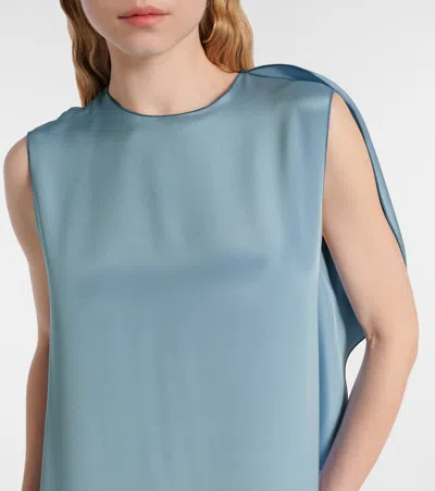 Max Mara Elegante Odessa Silk Maxi Dress In Blue