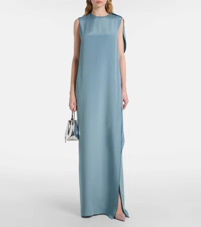 Max Mara Elegante Odessa Silk Maxi Dress In Blue