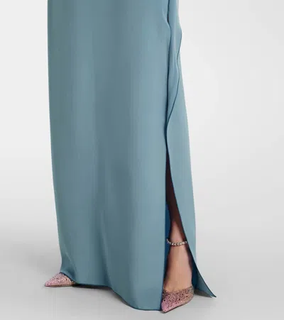 Max Mara Elegante Odessa Silk Maxi Dress In Blue
