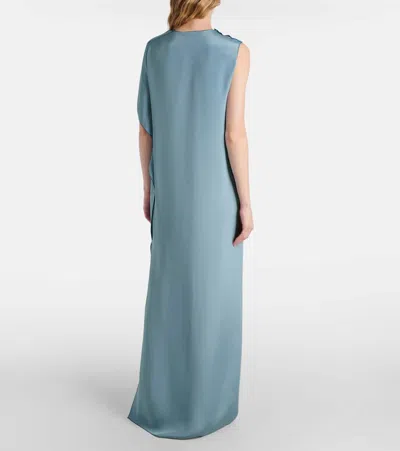 Max Mara Elegante Odessa Silk Maxi Dress In Blue