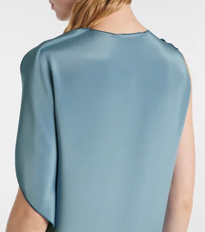 Max Mara Elegante Odessa Silk Maxi Dress In Blue