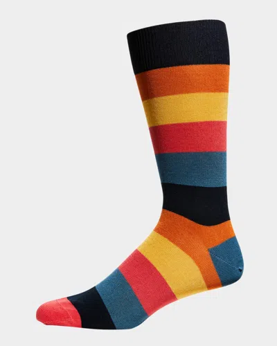Paul Smith Sunny Stripe Sock In Orange/blue Striped
