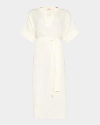 Eres Bibi Linen Kaftan Coverup In Corail Blanc