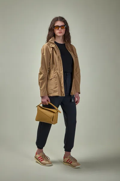 Moncler High-necked Long-sleeved Parka Coat In Beige