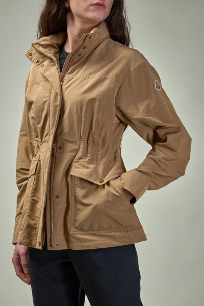 Moncler High-necked Long-sleeved Parka Coat In Beige