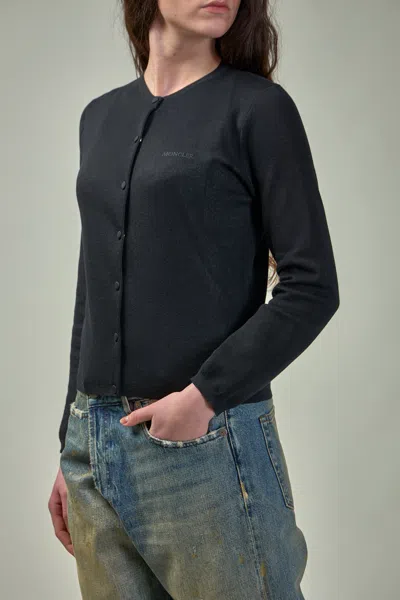 Moncler Padded Wool Zip-up Cardigan In Black