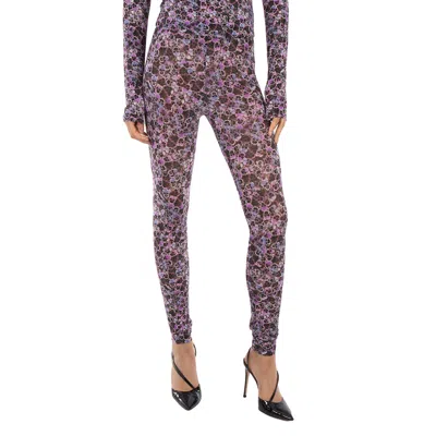 Isabel Marant Floral Design High-waisted Elasticated Pants In Purple