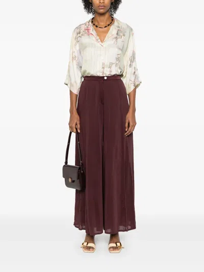Forte Forte Flared Trousers In Cottonandsilk Voile In Burgundy