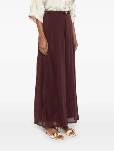 Forte Forte Flared Trousers In Cottonandsilk Voile In Burgundy