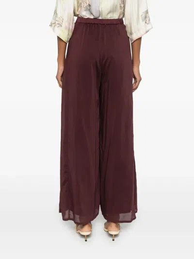Forte Forte Flared Trousers In Cottonandsilk Voile In Burgundy