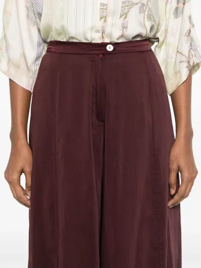 Forte Forte Flared Trousers In Cottonandsilk Voile In Burgundy