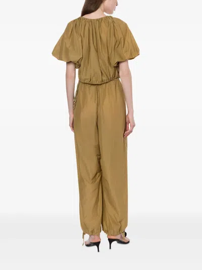 Philosophy Di Lorenzo Serafini Nylon Cropped Blouse Top In Khaki In Neutrals