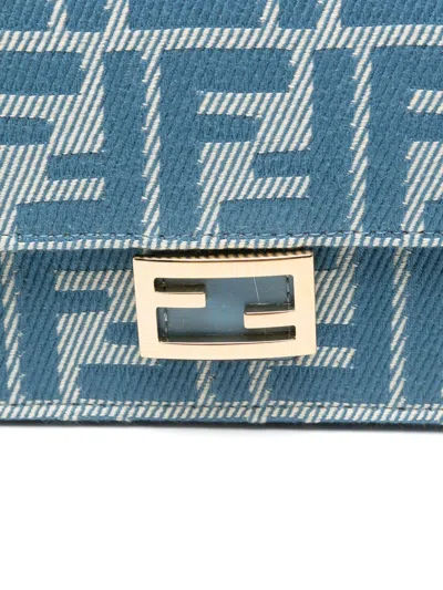 Fendi Women Wallet On Chain Baguette With Shoulder Strap With All-over Ff Motif In Blue