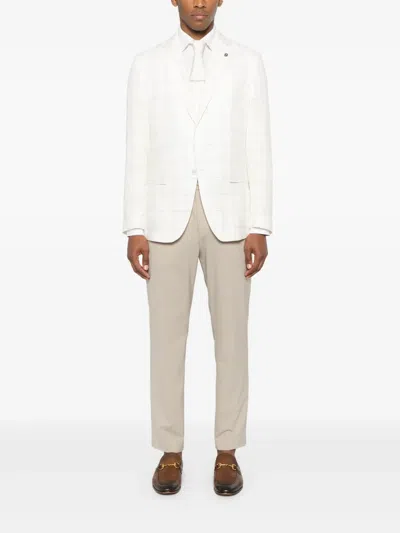 Hugo Boss Checked Blazer In White