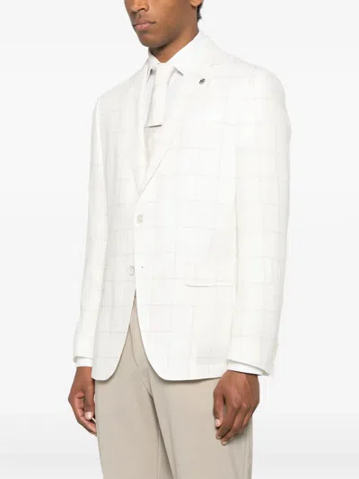Hugo Boss Checked Blazer In White