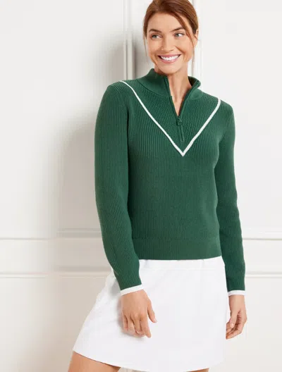 Talbots Plus Petite - Coolmaxâ® Half-zip Sweater - Chevron - Heritage Green - 3x  In Heritage Green