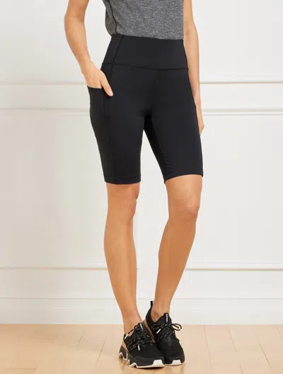 Talbots Misses - Performance Interlock High Waist Bike Shorts - 9" - Black - Xl  In Black