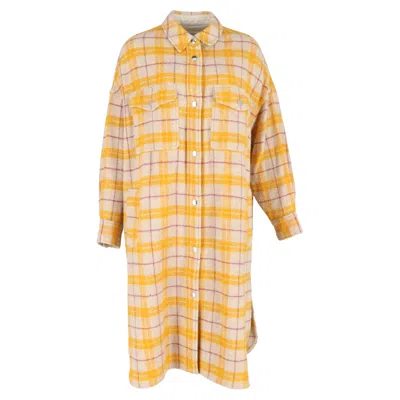 Isabel Marant Fontia Checked Buttoned Coat In Yellow Wool In Yellow