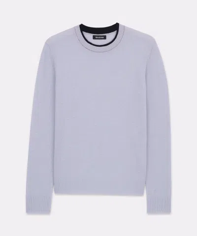 Naadam Lightweight Cashmere Contrast Trim Crewneck Sweater In Ice Blue
