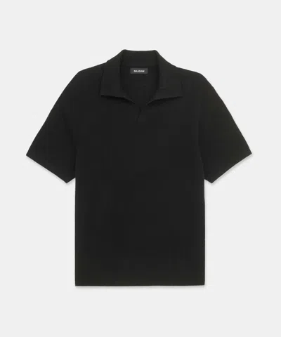 Naadam Lightweight Cashmere Short Sleeve Polo In Black