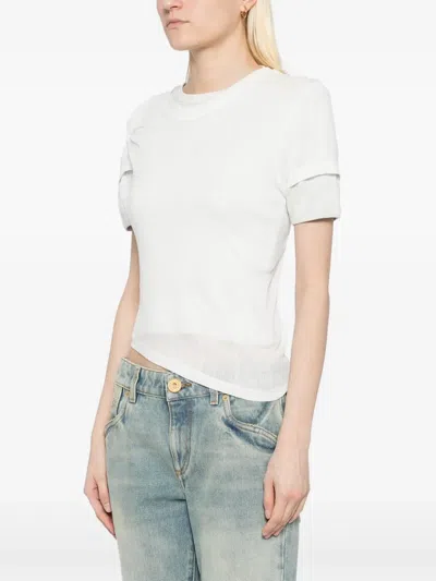 Christopher Esber Sheer Ribbed T-shirt In White