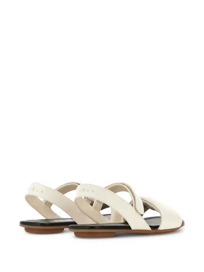 Hogan Leather Sandals In White