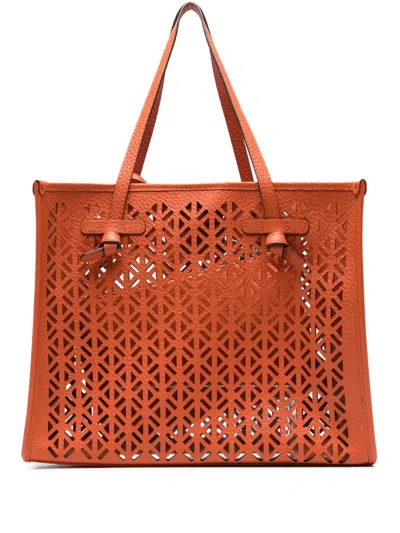 Gianni Chiarini Marcella Shopping Bag In Double Bubble Leather In Red