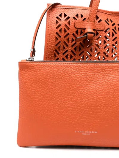 Gianni Chiarini Marcella Shopping Bag In Double Bubble Leather In Red