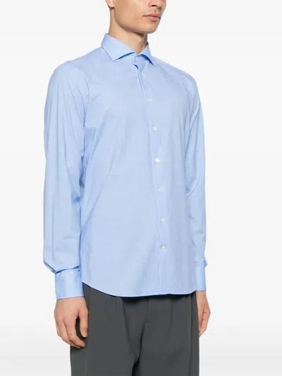 Traiano Milano Cutaway-collar Shirt In Blue