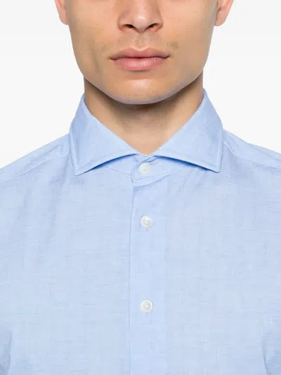 Traiano Milano Cutaway-collar Shirt In Blue