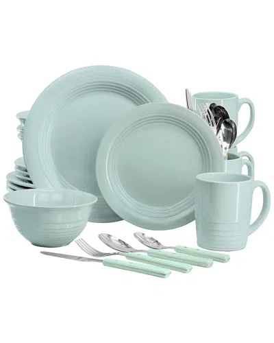 Martha Stewart 32pc Stoneware Dinnerware & Flatware Combo Set In Blue
