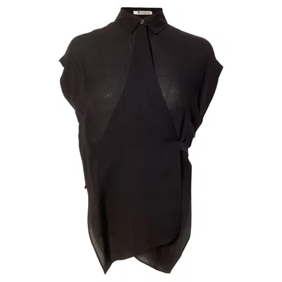 Alexander Wang T By  Wrap Blouse In Black Silk In Black