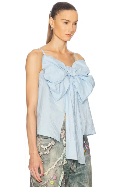 Acne Studios Blue Bow Strap Top In Light Blue