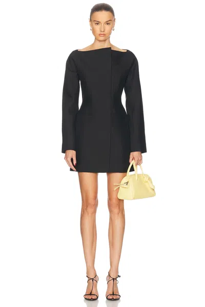 Jacquemus The Spalla Wool And Silk-blend Mini Dress In Black