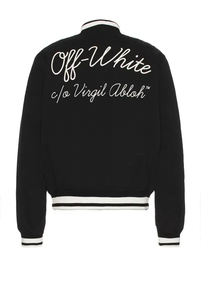 Off-white Off White Men `script Cotgab Souvenir` Varsity Jacket In Black