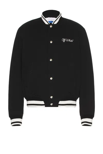 Off-white Off White Men `script Cotgab Souvenir` Varsity Jacket In Black