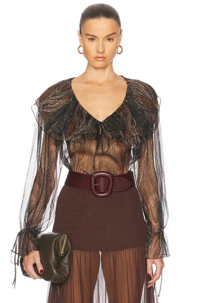 Saint Laurent Sheer Blouse In Multicolor Fonce